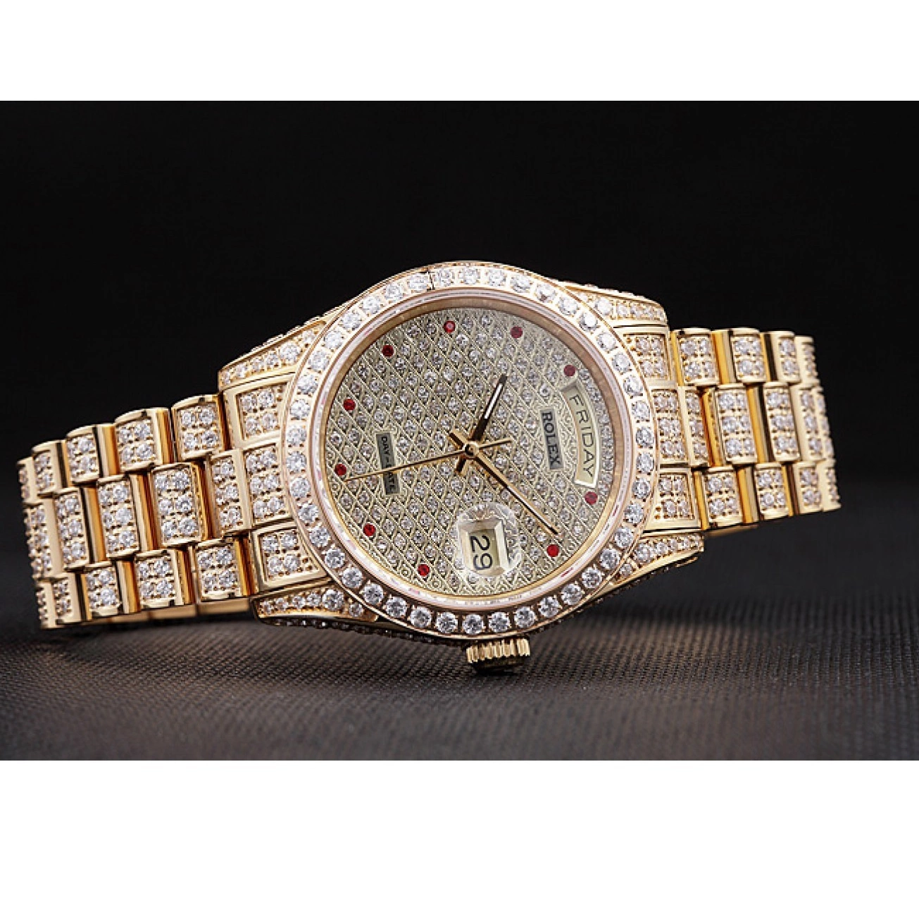 Aaa replica watch Diamonds Yellow Gold-srl185 Day-Date Swiss Rolex 621615 0724